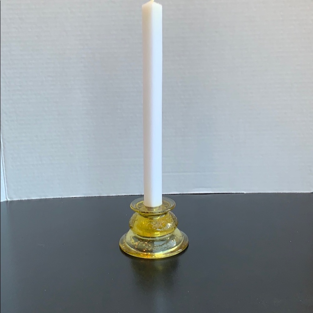 Yellow Depression Glass ‘Duo’ candle/ring holder